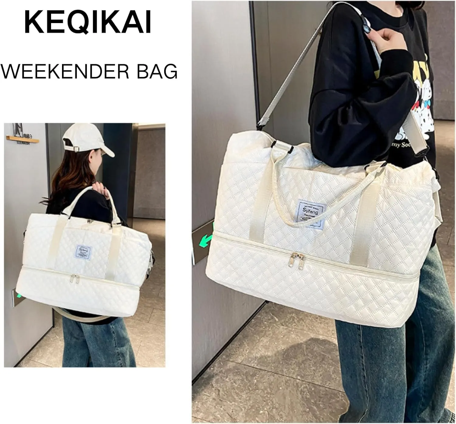 Weekender Bags for Women, Travel Duffel Bag with Shoe Compartment & Wet Pocket, Large Gym Sports Tote Bag, Maternity Hospital Overnight Bag with Toiletry Bag for Fitness, Work, Trips Pink