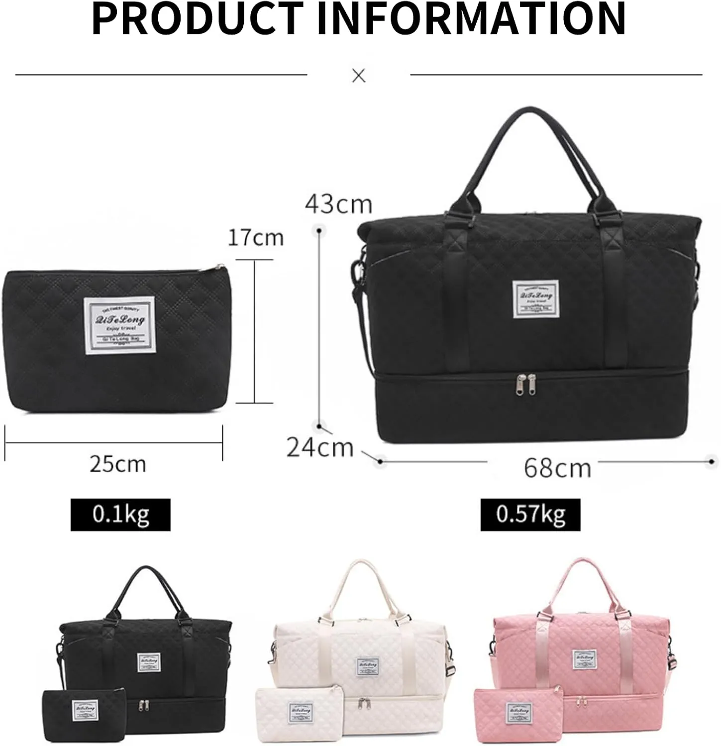 Weekender Bags for Women, Travel Duffel Bag with Shoe Compartment & Wet Pocket, Large Gym Sports Tote Bag, Maternity Hospital Overnight Bag with Toiletry Bag for Fitness, Work, Trips Pink