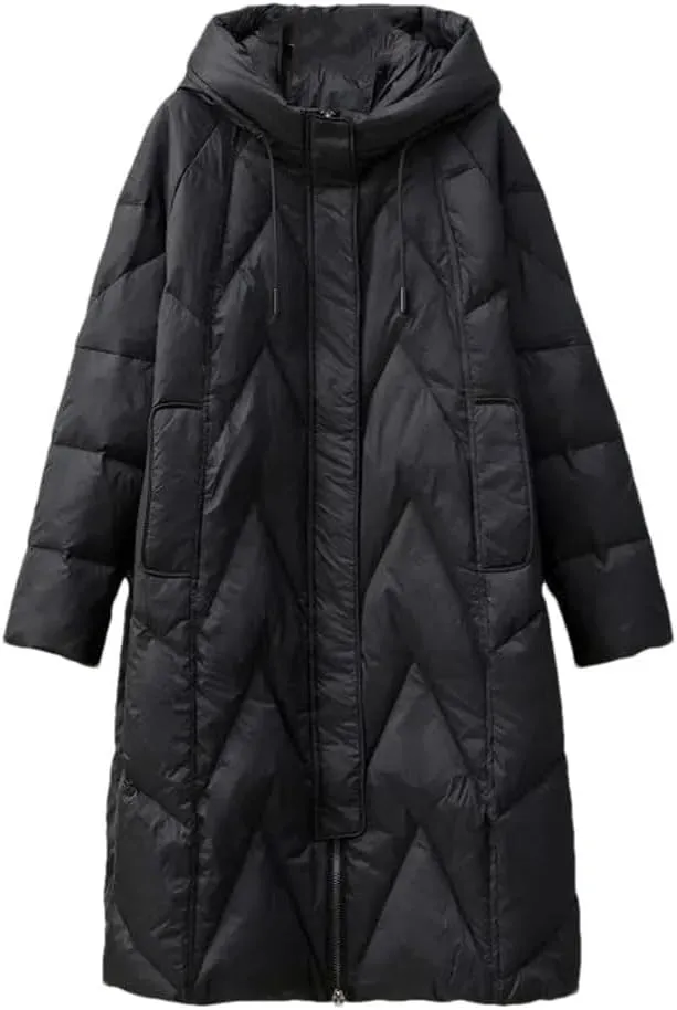 Winter Down Jacket For Women Fashion Loose Long Coat Hooded Puffer Parkas
