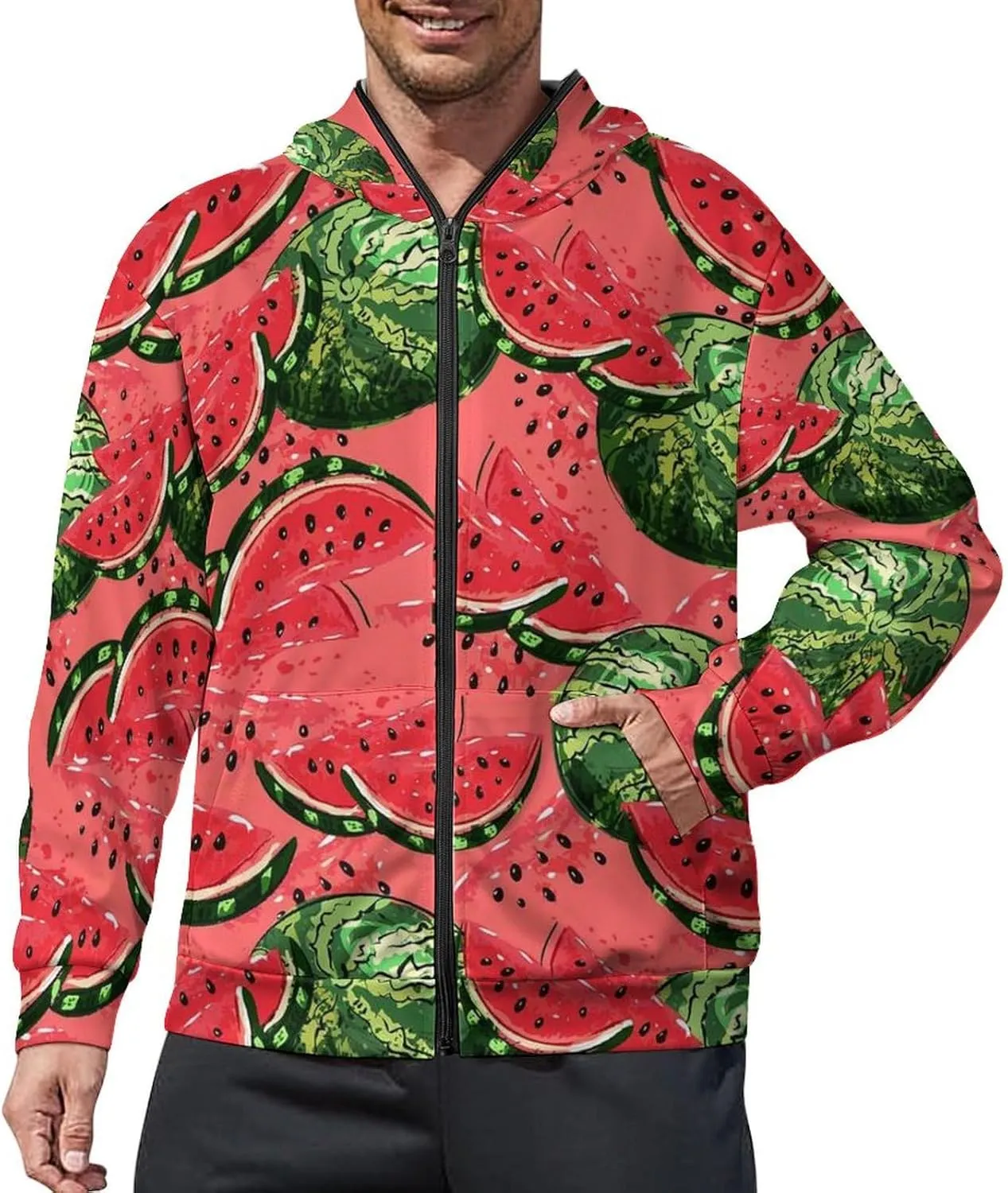 Witch Print Hoodies For Men Women Long Sleeve Casual Zip Up Hooded Sweatshirt Jacket Coat With Pocket
