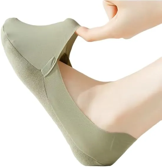 Woman Casual Non-slip Cotton No Show Socks Adsorbent Sweat Breathable Deodorant Socks green