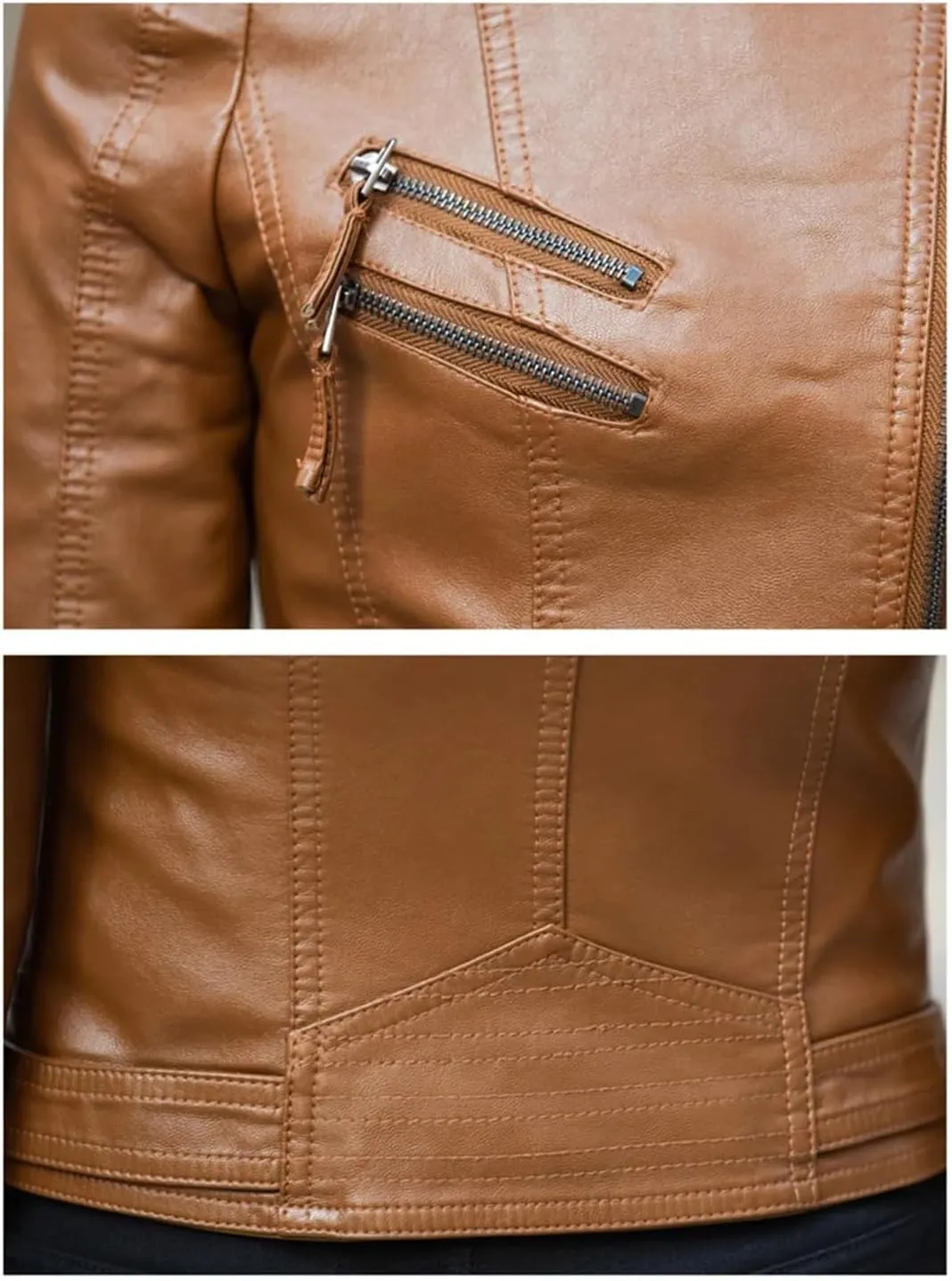 Women Biker Leather Jacket Spring Autumn Casual Fashion Turn-Down Collar Slim Short Coat Split Leather Moto Jacket