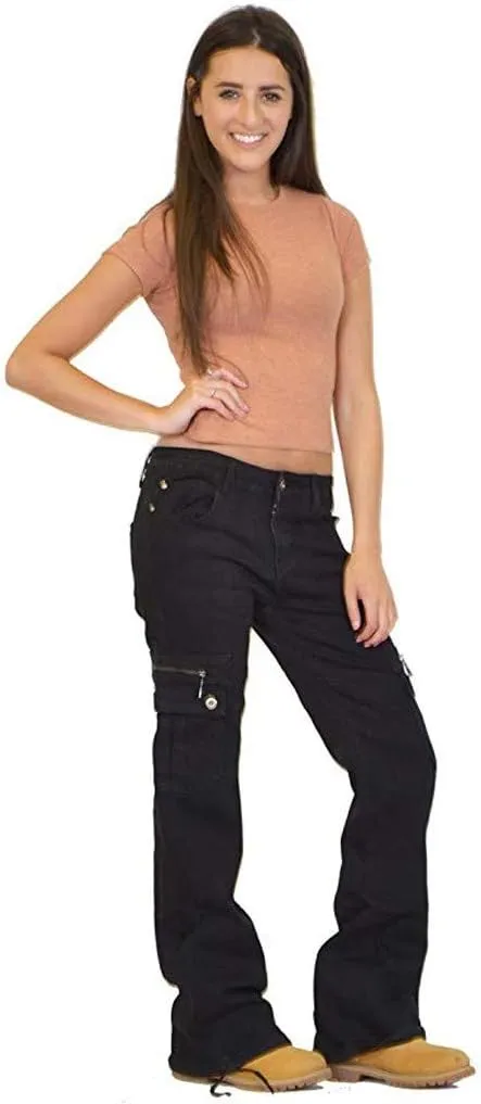 Women Cargo Jeans Street Hip Hop Y2K Multi-Pocket Palazzo Trendy Denim Pant Belt Button Zipper Casual Streetwear Pant