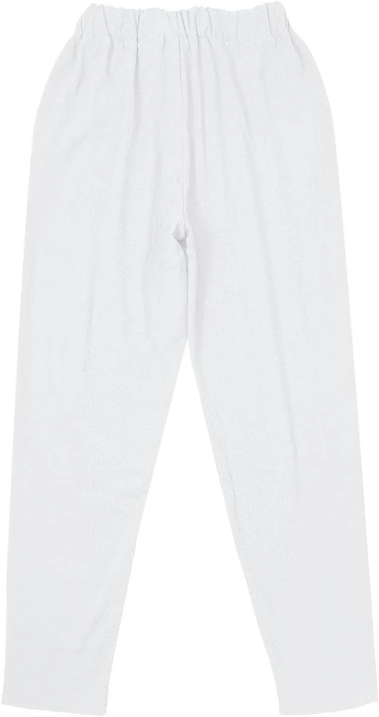 Women Casual Breathable Loose Fit Pants Trendy Summer Linen Trouser Plus Size Office Elegant Ankle-Length Casual Pant