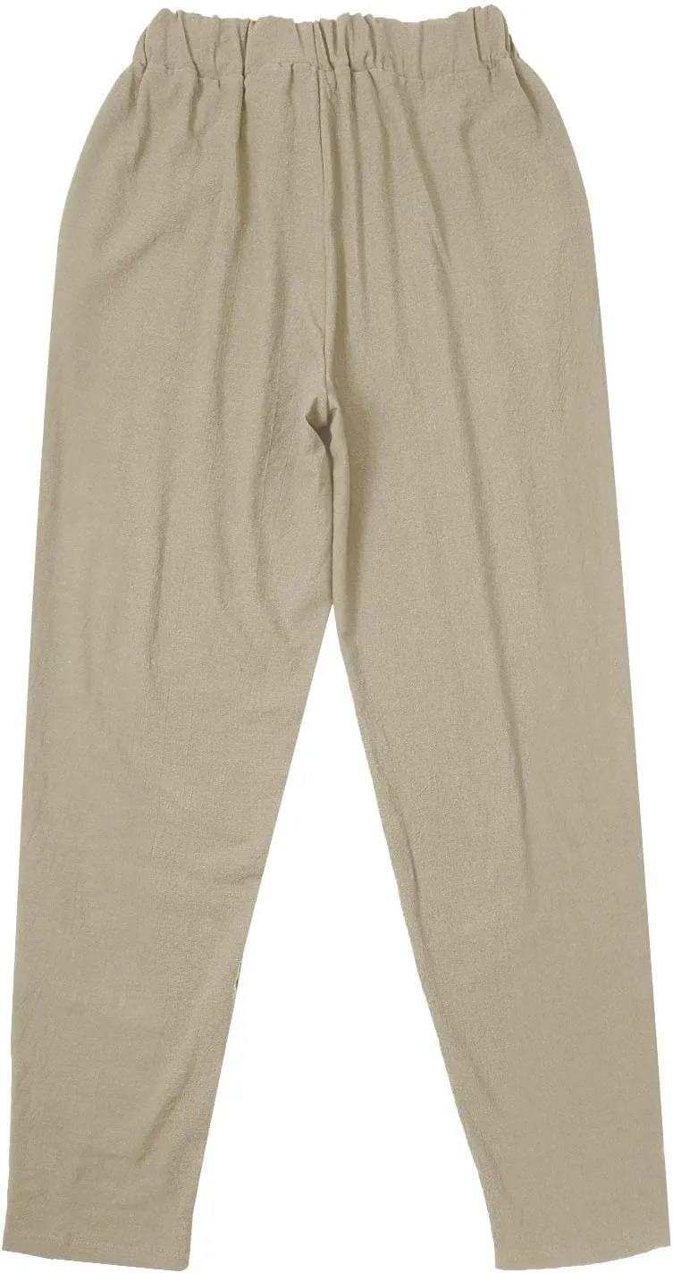Women Casual Breathable Loose Fit Pants Trendy Summer Linen Trouser Plus Size Office Elegant Ankle-Length Casual Pant