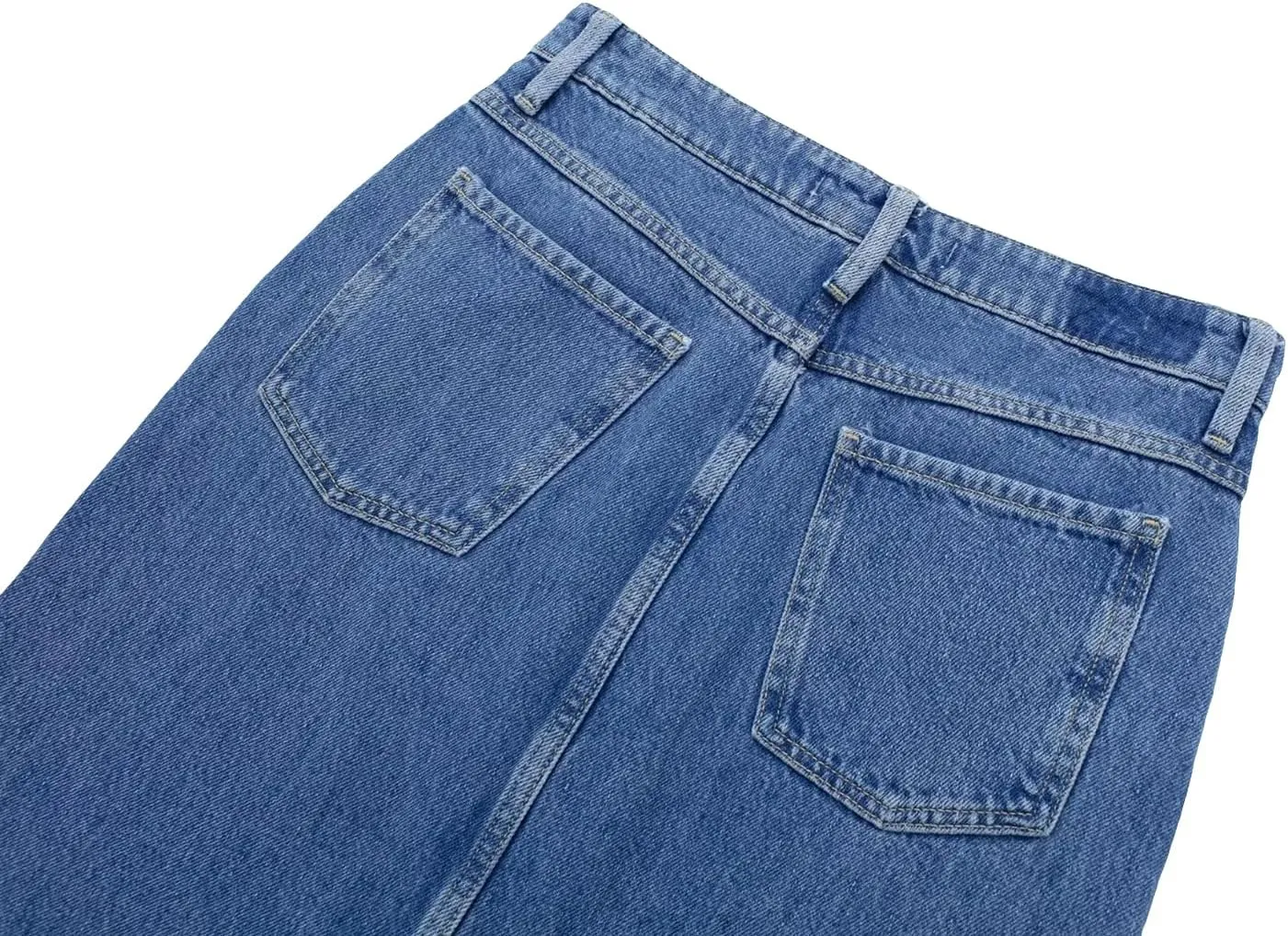 Women Casual High Waisted Denim Maxi Skirts Vintage Frayed Hem Split A-Line Long Jean Skirts with Pockets