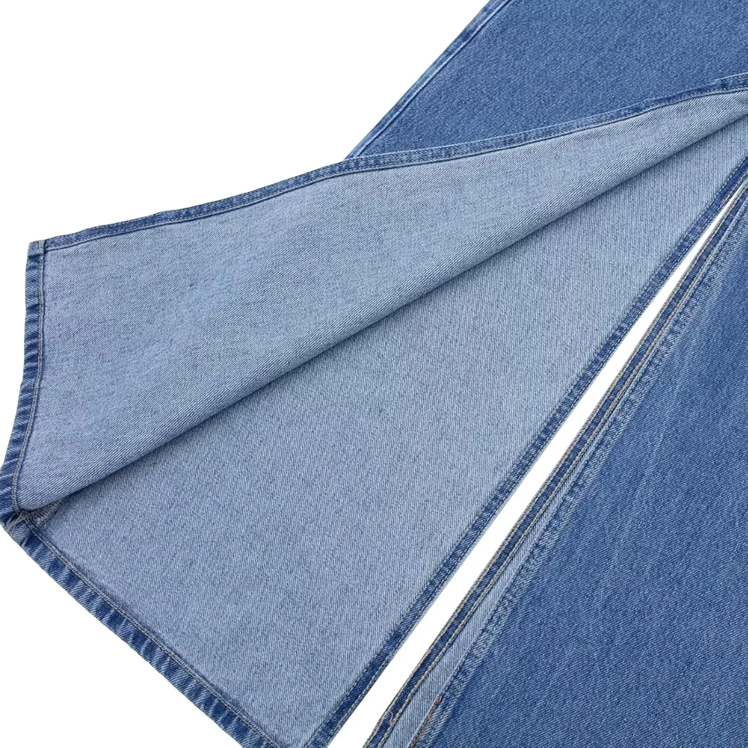 Women Casual High Waisted Denim Maxi Skirts Vintage Frayed Hem Split A-Line Long Jean Skirts with Pockets