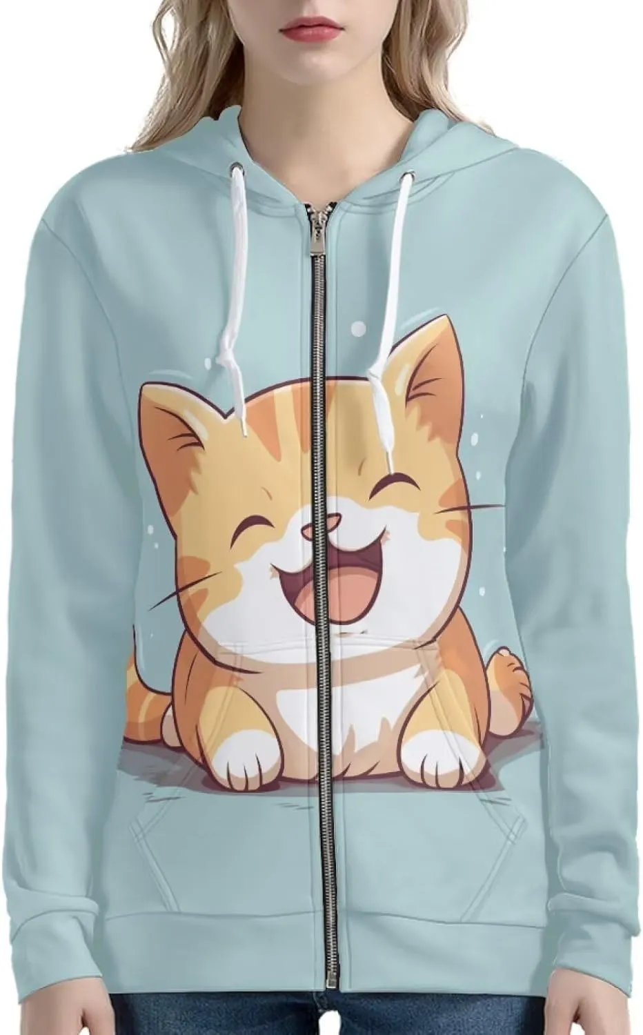 Women Casual Zip Up Hoodie Jacket Lightweight Comfy Loose Long Sleeve Sweatshirt with Pockets XS-5XL