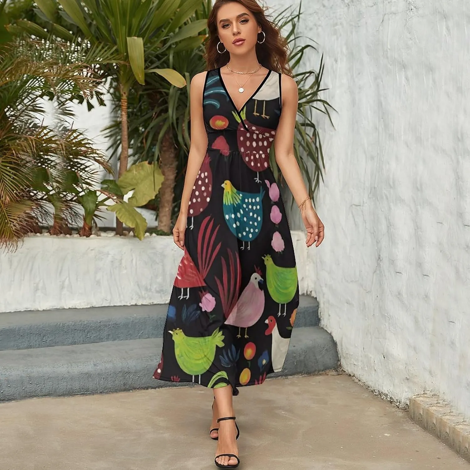 Women Girls Casual Flowy Long Dress for Party Holiday Beach