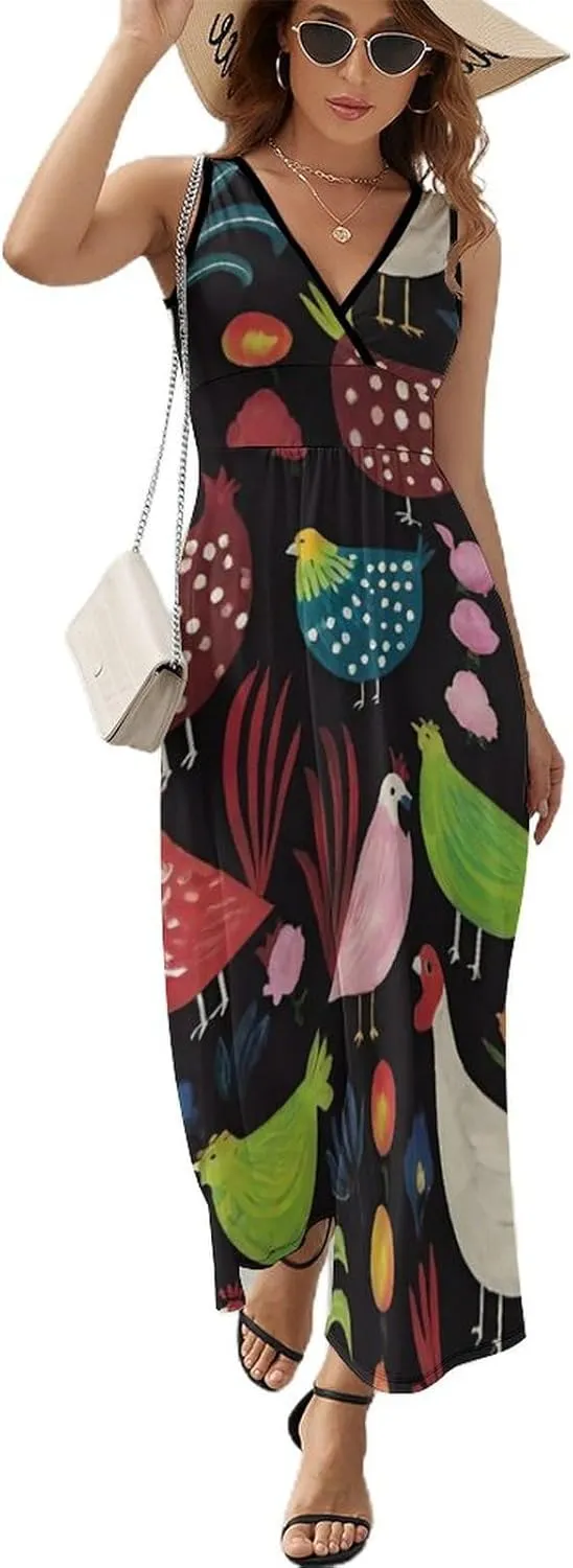 Women Girls Casual Flowy Long Dress for Party Holiday Beach
