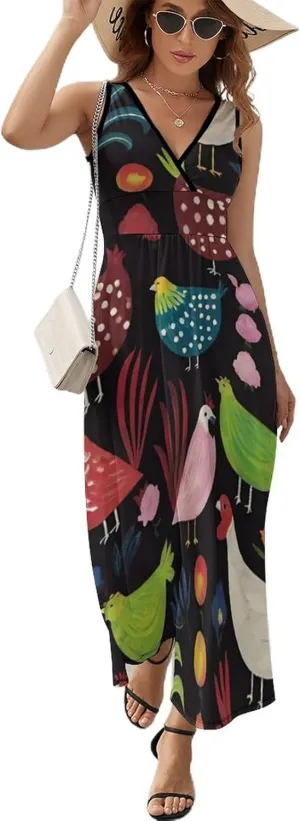 Women Girls Casual Flowy Long Dress for Party Holiday Beach