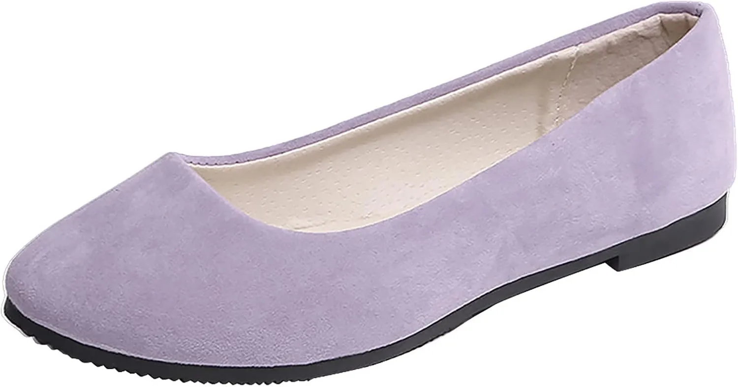 Women Girls Solid Big Size Slip On Flat Shallow Comfort Casual Single Shoes Shoes Casual Boots, 6.5