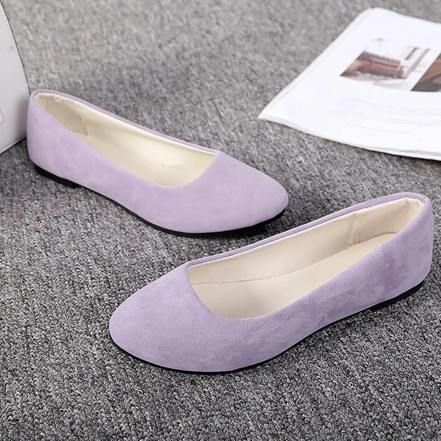 Women Girls Solid Big Size Slip On Flat Shallow Comfort Casual Single Shoes Shoes Casual Boots, 6.5