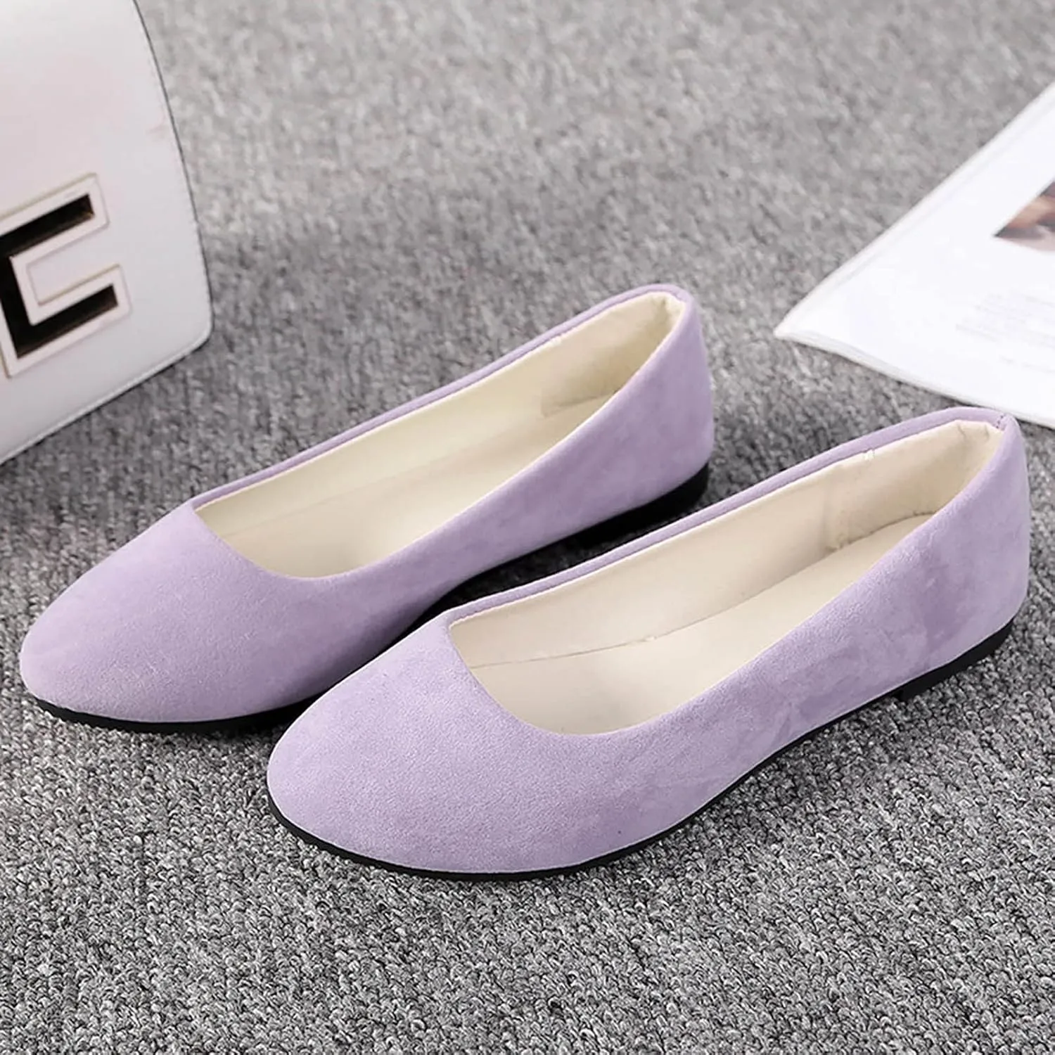 Women Girls Solid Big Size Slip On Flat Shallow Comfort Casual Single Shoes Shoes Casual Boots, 6.5