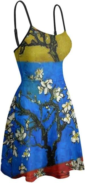 Women Girls Wrap Sleeveless Flared Midi Dress for Vacation Party Wedding