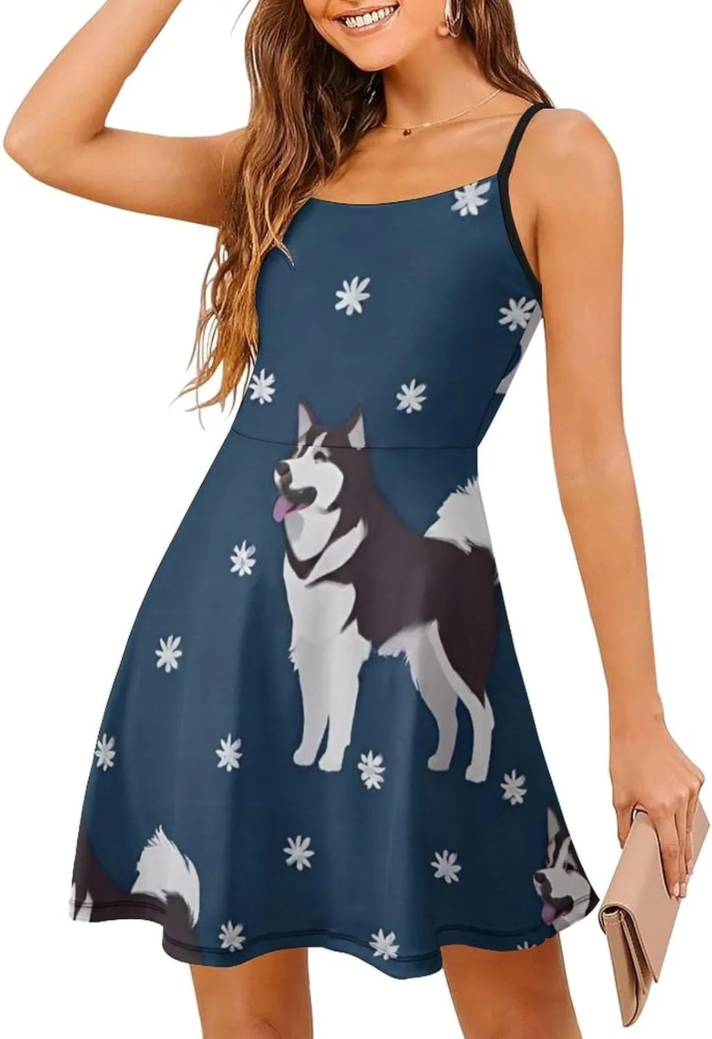 Women Girls Wrap Sleeveless Flared Midi Dress for Vacation Party Wedding