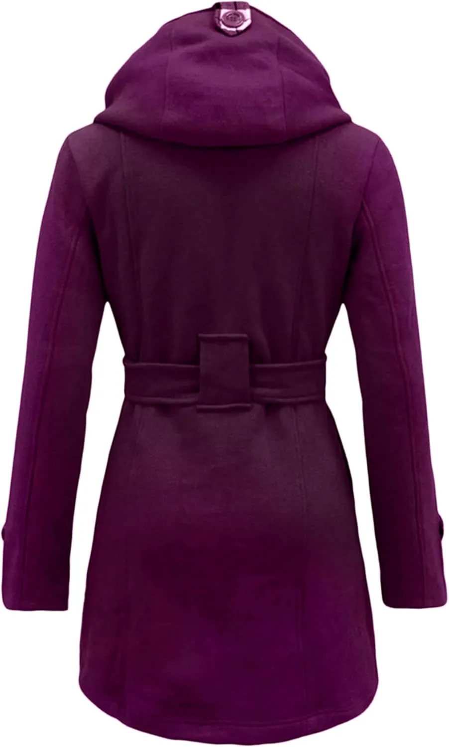 Women Hooded Thick Trench Coat Long Sleeve Basic Jacket Commuting with Pockets Elegant Coat