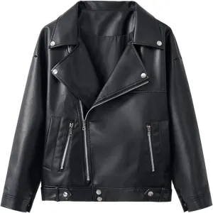 Women jacket Loose Faux Leather Jacket Women Classic Moto Biker Jacket Autumn Winter Lady Basic Coat Outerwear
