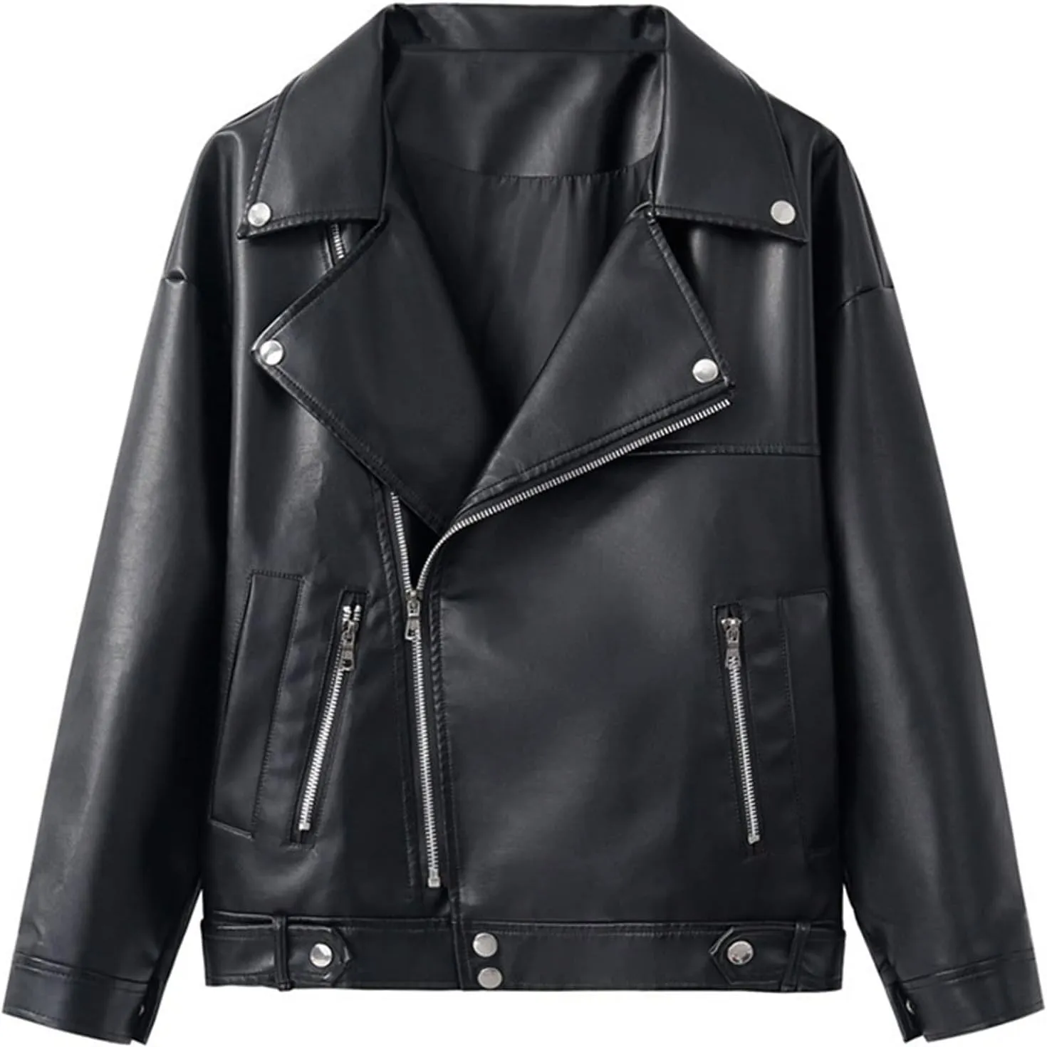 Women jacket Loose Faux Leather Jacket Women Classic Moto Biker Jacket Autumn Winter Lady Basic Coat Outerwear