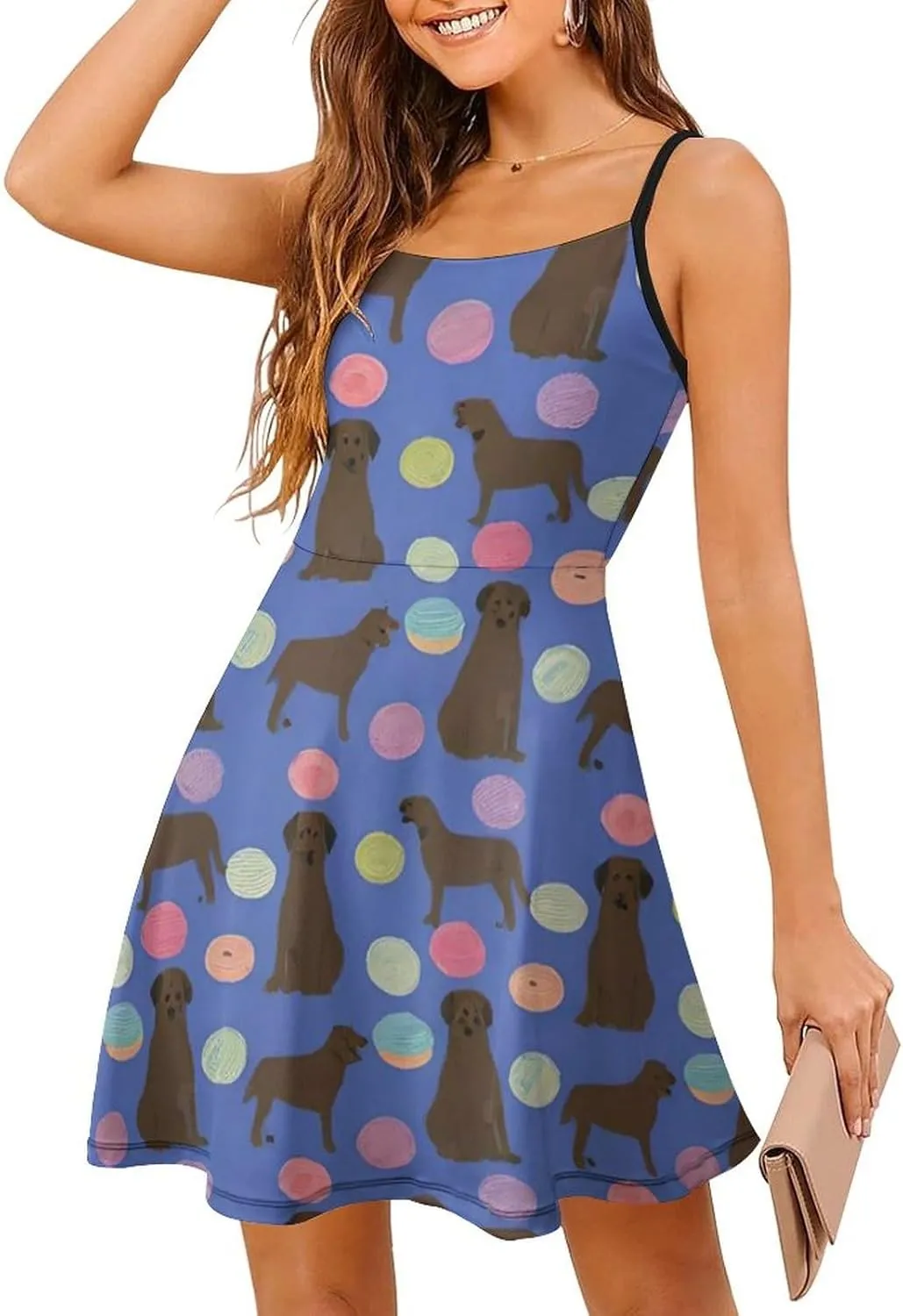 Women Ladies Casual Summer Flared Midi Dress for Vacation Party Wedding