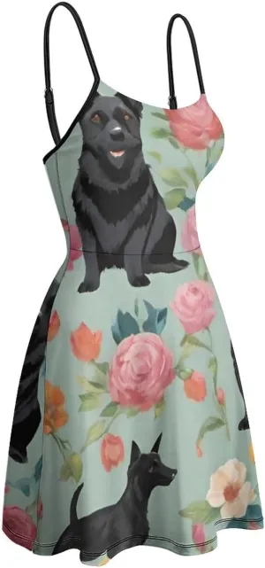 Women Ladies Casual Summer Flared Midi Dress for Vacation Party Wedding