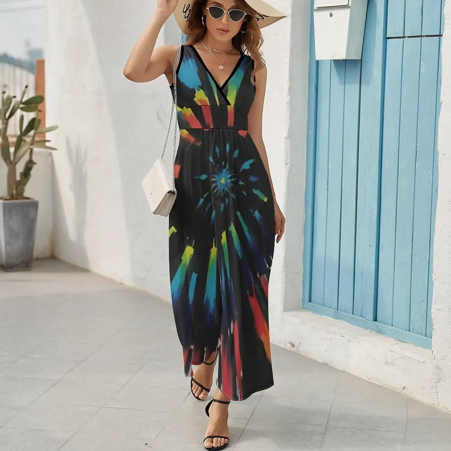 Women Ladies Casual Summer Flared Midi Dress for Vacation Party Wedding