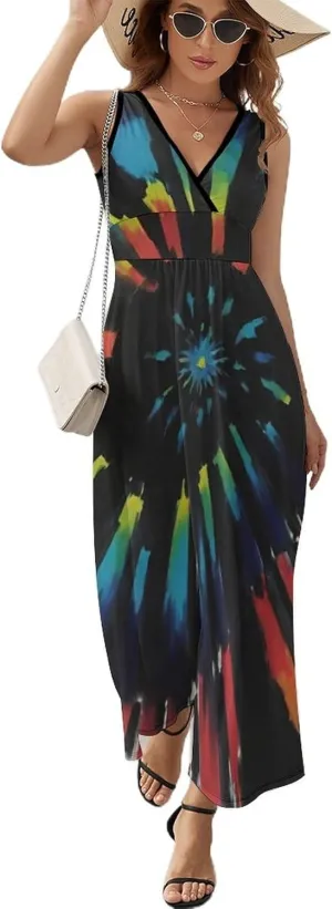 Women Ladies Casual Summer Flared Midi Dress for Vacation Party Wedding