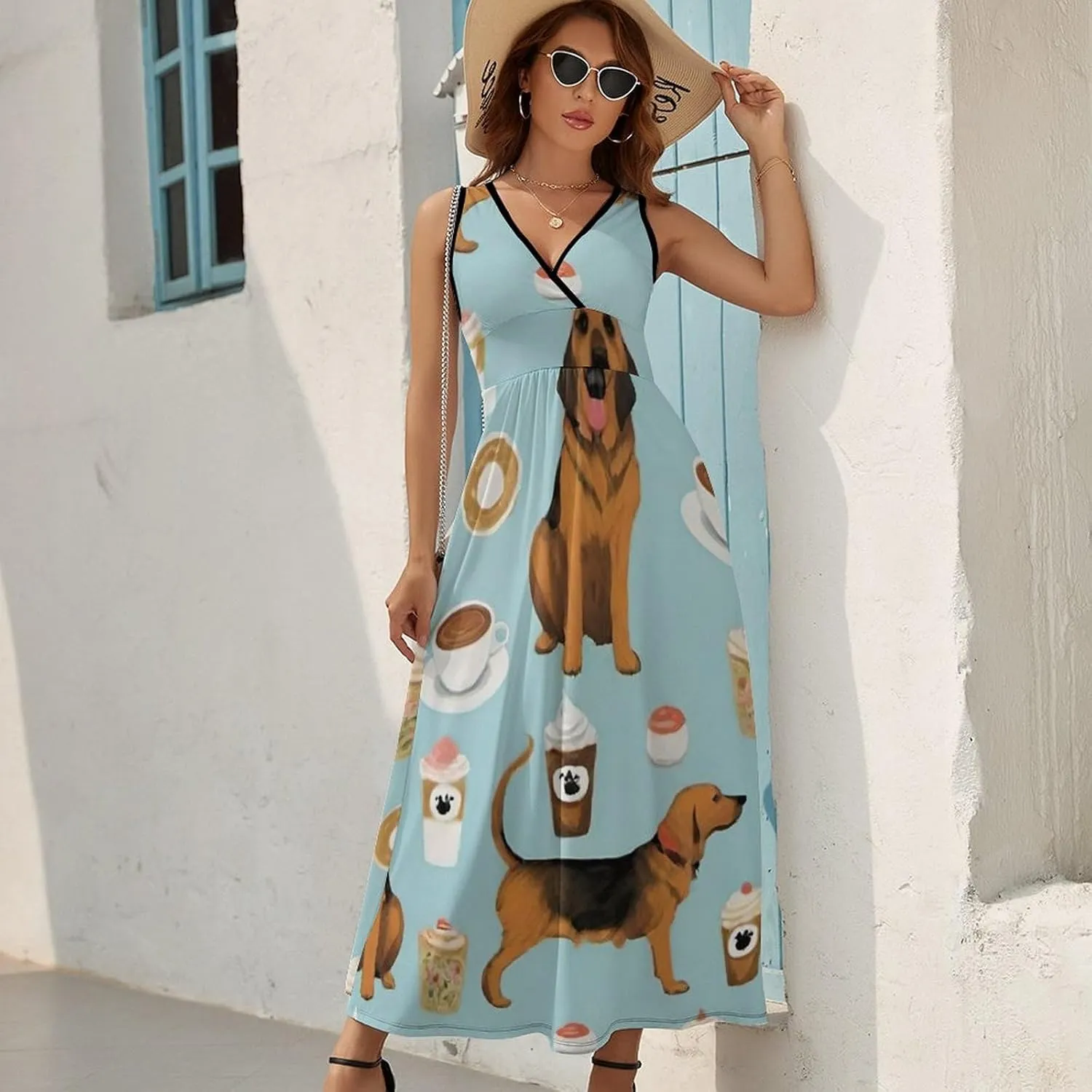 Women Ladies Casual Summer Flared Midi Dress for Vacation Party Wedding