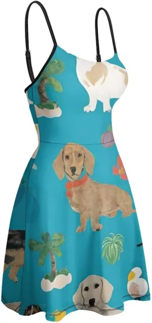 Women Ladies Casual Summer Flared Midi Dress for Vacation Party Wedding