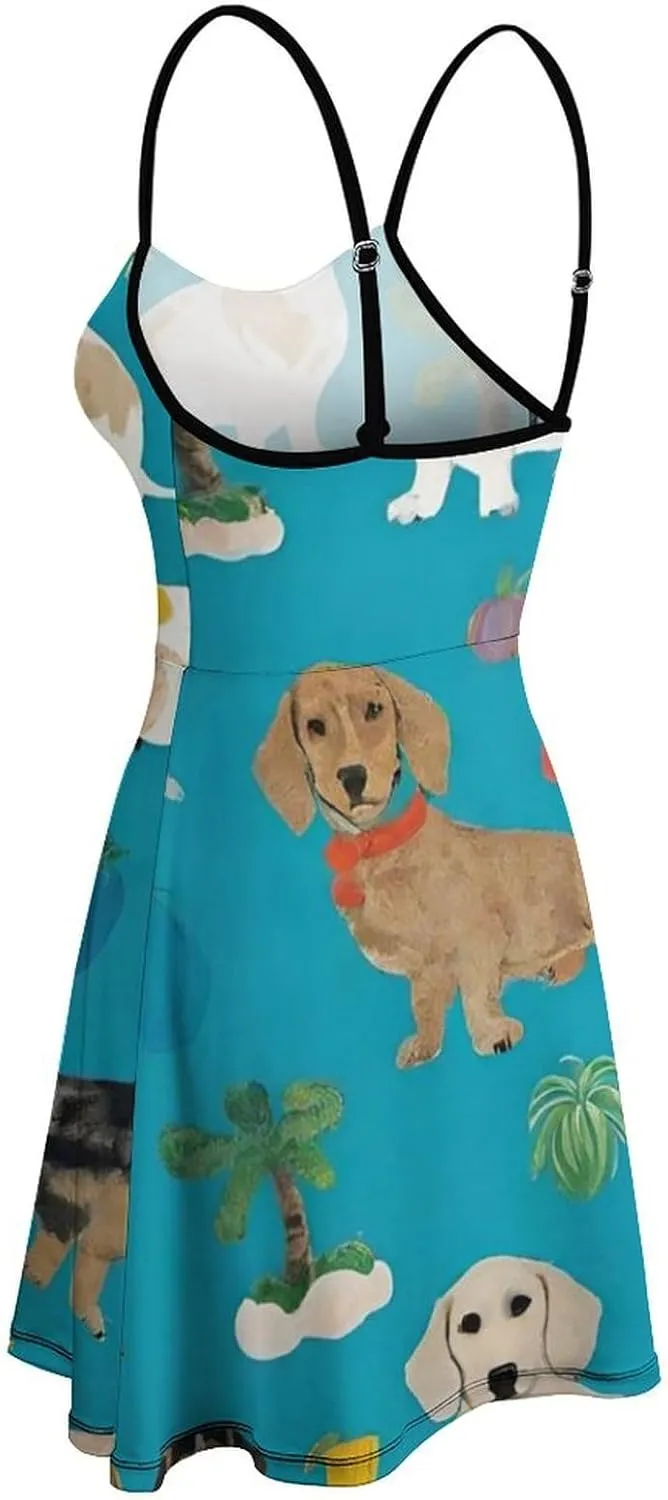 Women Ladies Casual Summer Flared Midi Dress for Vacation Party Wedding