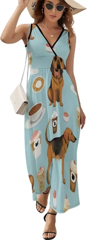 Women Ladies Casual Summer Flared Midi Dress for Vacation Party Wedding