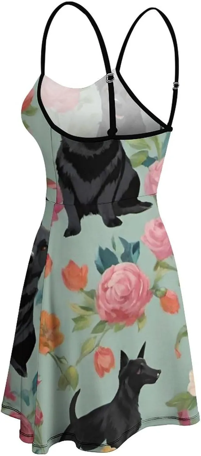 Women Ladies Casual Summer Flared Midi Dress for Vacation Party Wedding