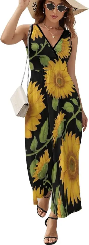 Women Ladies Sleeveless Midi Tank Dress for Party Holiday Beach