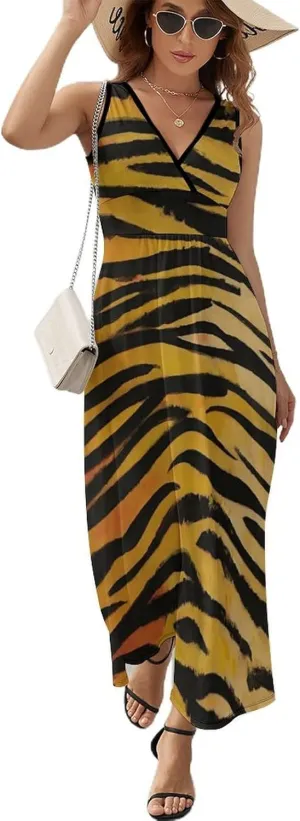 Women Ladies Sleeveless Midi Tank Dress for Party Holiday Beach