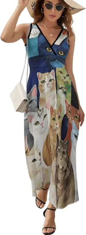 Women Ladies Sleeveless Midi Tank Dress for Party Holiday Beach