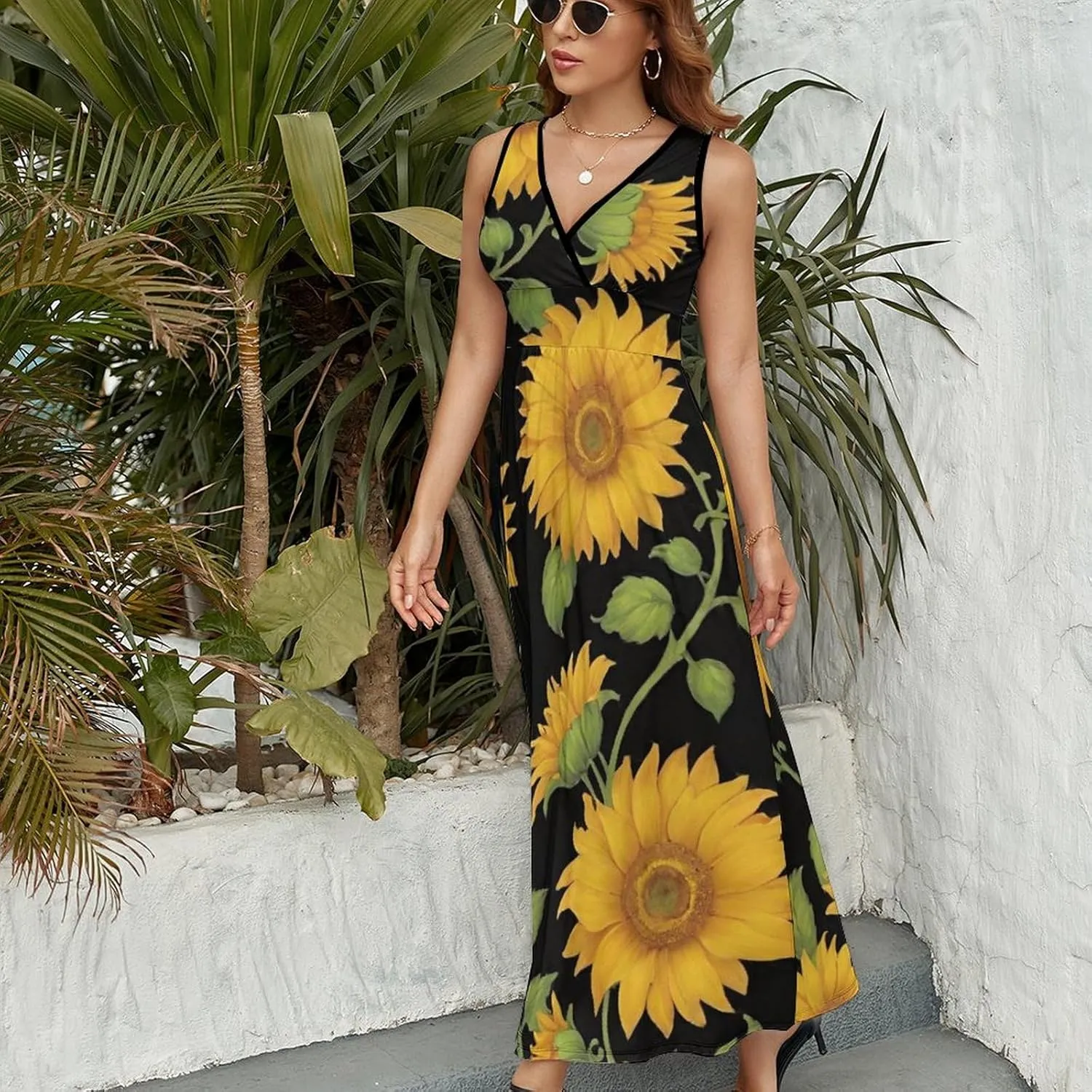 Women Ladies Sleeveless Midi Tank Dress for Party Holiday Beach