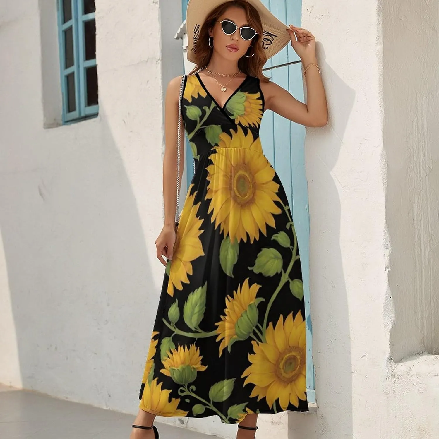 Women Ladies Sleeveless Midi Tank Dress for Party Holiday Beach