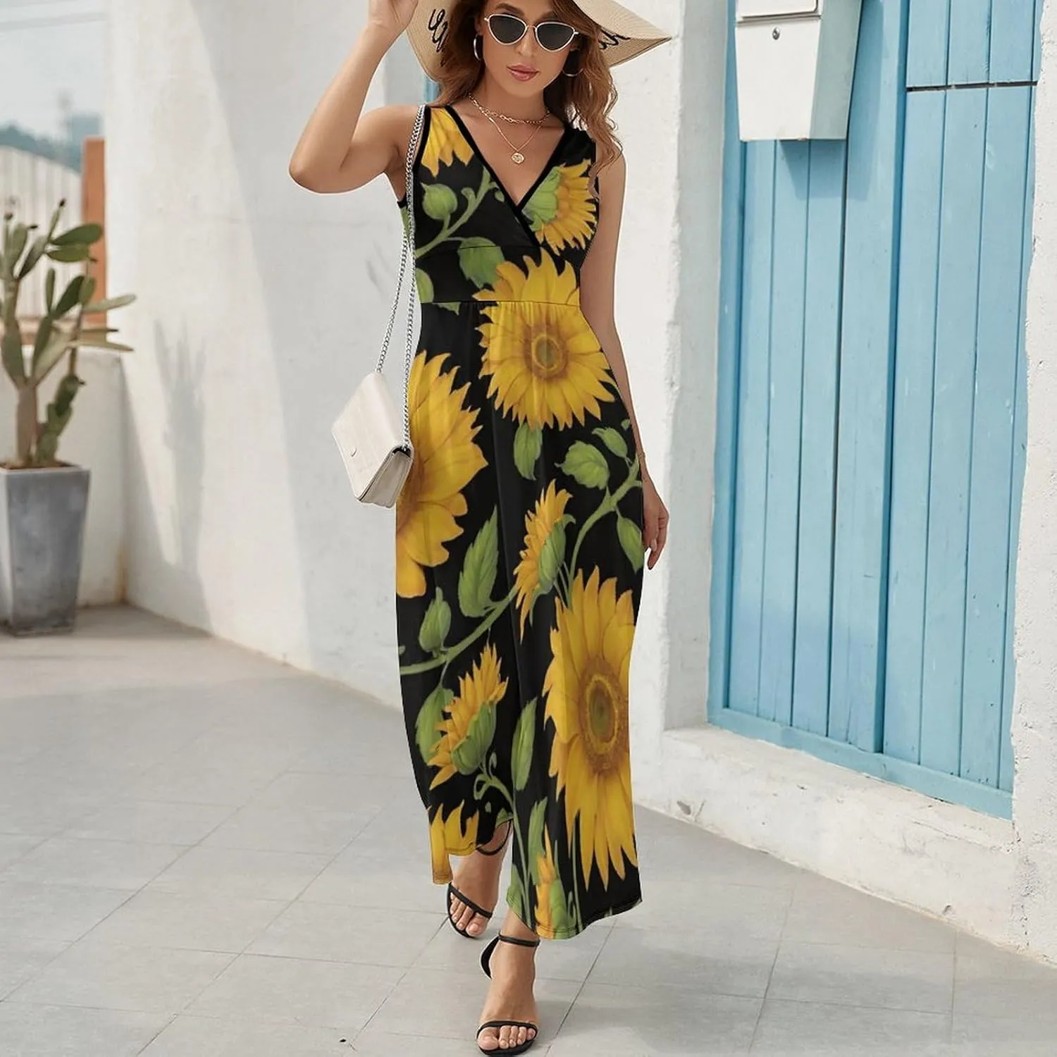 Women Ladies Sleeveless Midi Tank Dress for Party Holiday Beach