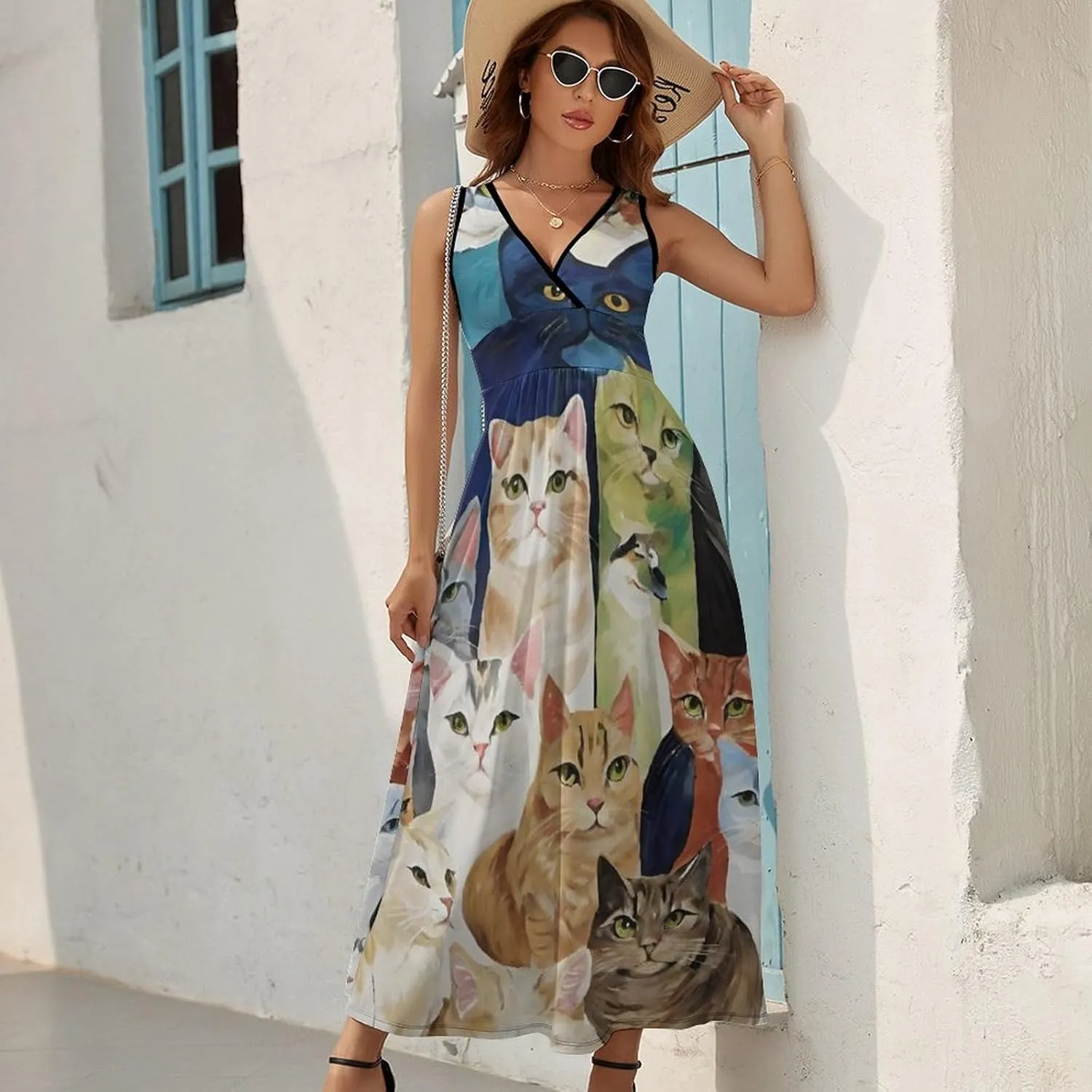 Women Ladies Sleeveless Midi Tank Dress for Party Holiday Beach