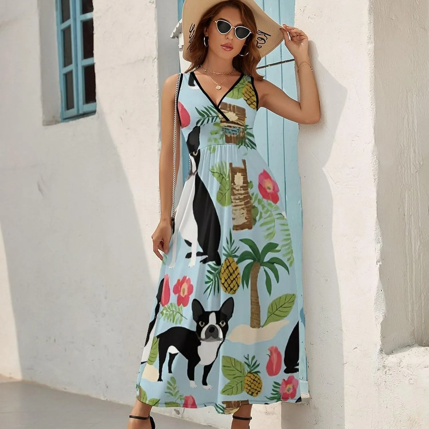 Women Ladies Sleeveless Midi Tank Dress for Vacation Party Wedding