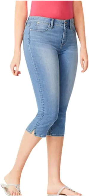 Women Plus Size Slim Jeans Stretch Tummy Control 3/4 Length Tight Calf Denim Pant Summer Office Relax Casual Trousers