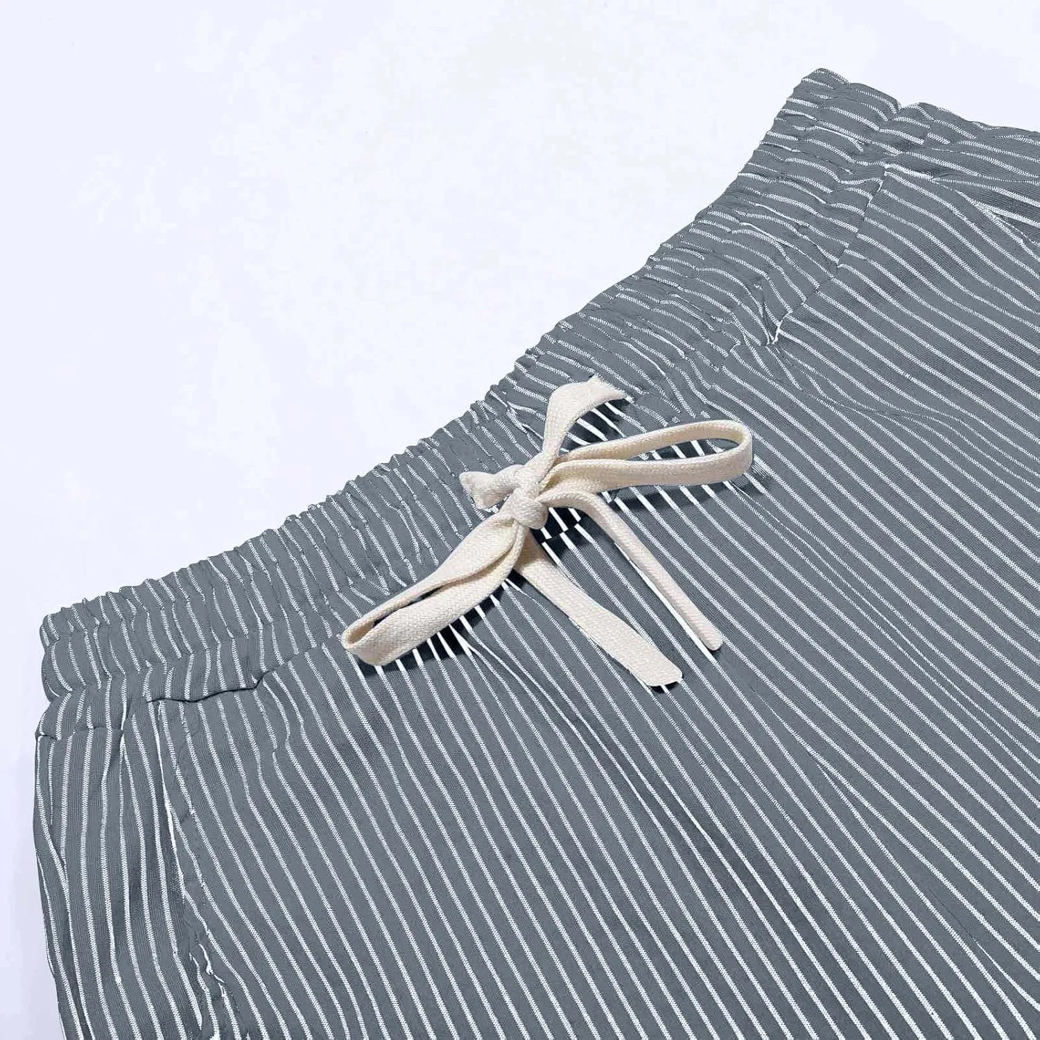 Women Summer Lightweight Linen Shorts Trendy Stripe Casual Beach Palazzo Trouser Quick-Dry Vacation Active Sport Pant