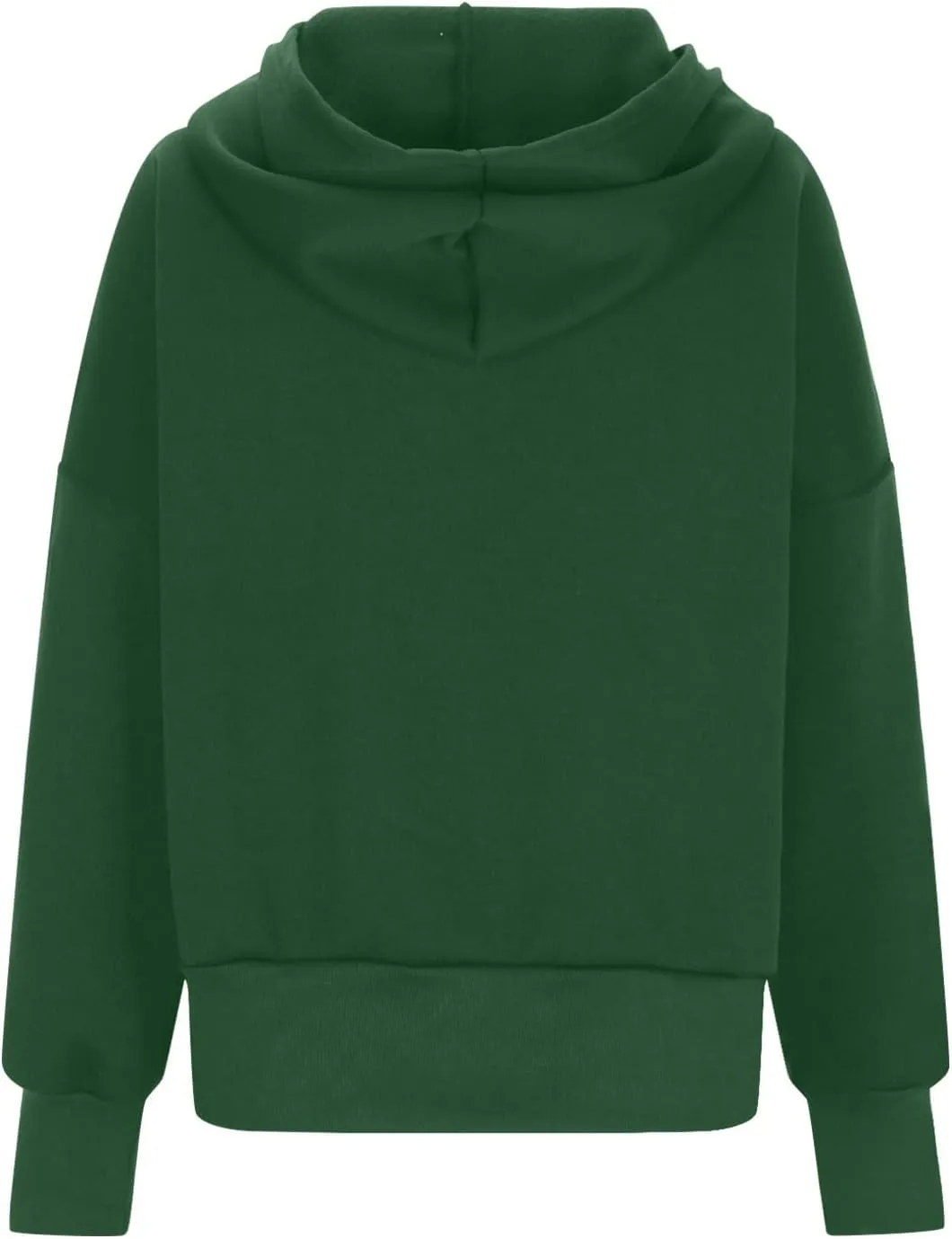 Women Trendy Cropped Hoodie Drop-shoulder Sleeve Fleece Sweatshirt Solid Color Full-zip Pullover Casual Fall Outfit