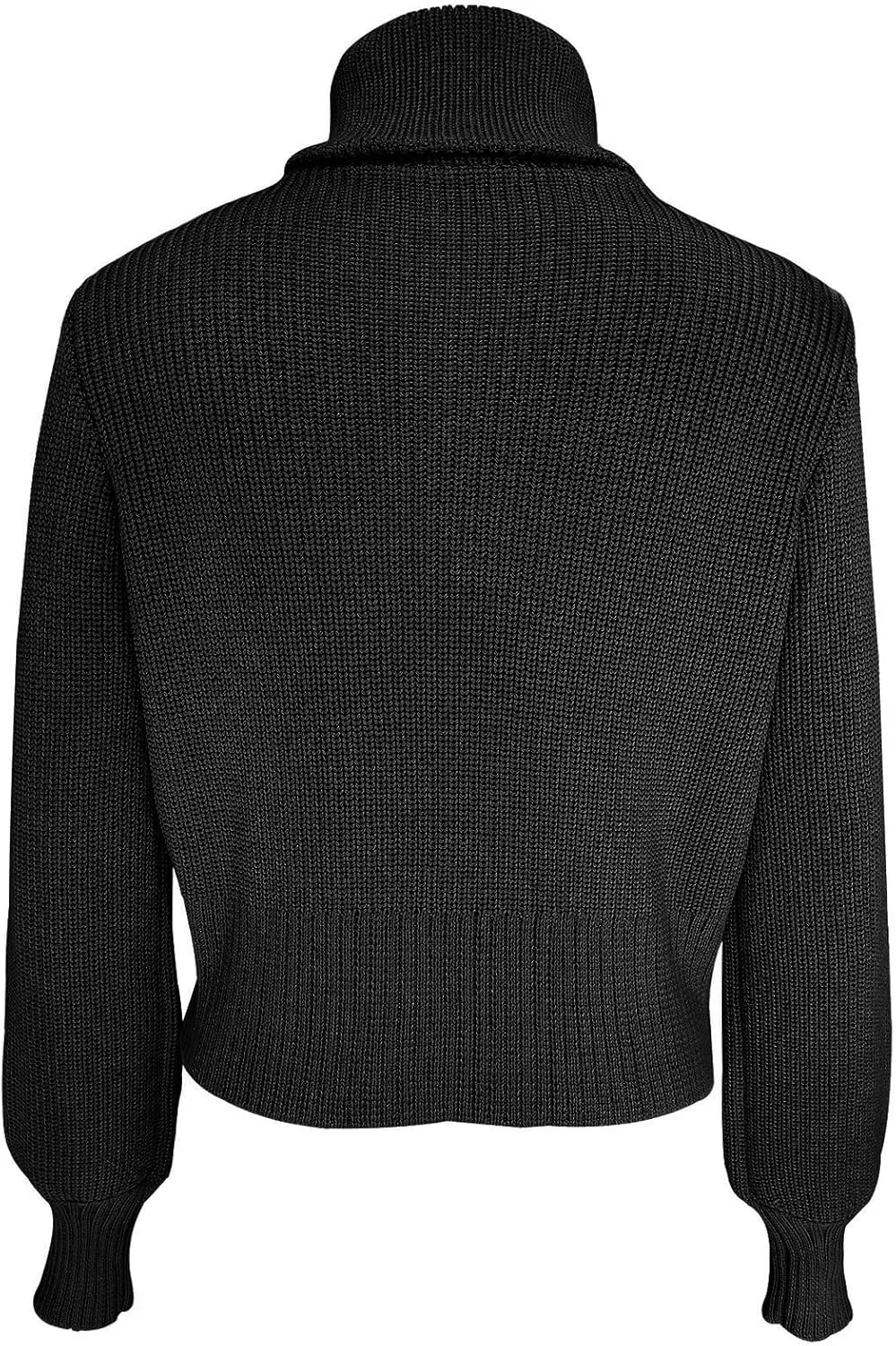 Women Zipper Long Sleeve Turtleneck Sweater Oversized Collared High Neck Pullover Ribbed Knit Solid Jumper Top