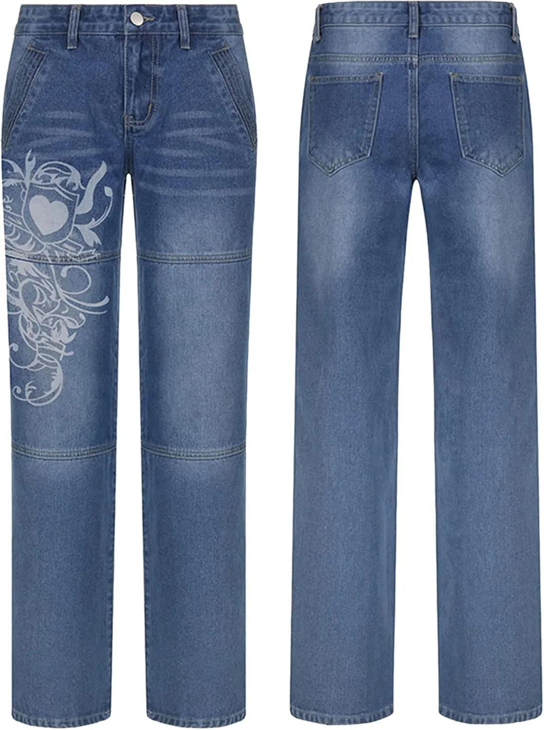 Women's Baggy Denim Pants High Waisted Y2K Wide Leg Oversized Plus Size Boyfriend Cargo Jeans Streetwear Trousers