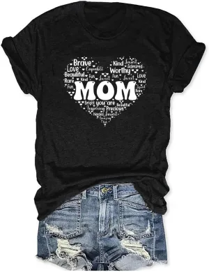 Womens Boy Mama Shirt Casual Letter Printed Boy Mom T-Shirts Short Sleeve Mother's Day Graphic Tee Tops