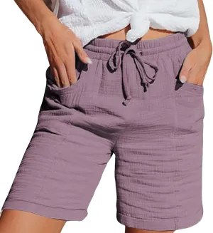 Womens Casaul Drawstring Linen Shorts Summer Hawaiian Beach Athletic Bermuda Sweatpant Elastic Waist Y2K Casual Short