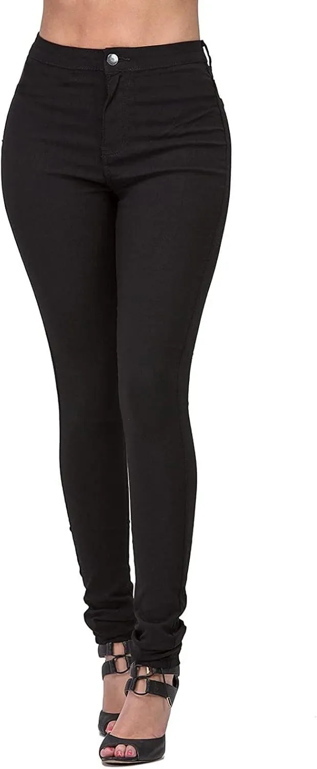 Womens Casual Tight Jeans Trendy Skinny High Waisted Slim Small Feet Denim Pants Work Office Business Lounge Trousers