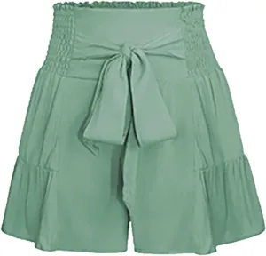 Women's Cute Skirts Ruffle Flowy Mini Skirts Comfy High Waist Flared Casual Beach Short Skirts Trendy Pleated Skirts