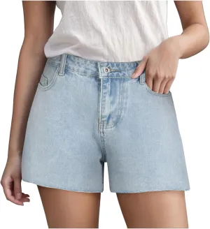 Women's Denim Shorts Summer Baggy High Waisted Flowy Wide Leg Buttons Pleated Casual Jean Short 2025 Fashion